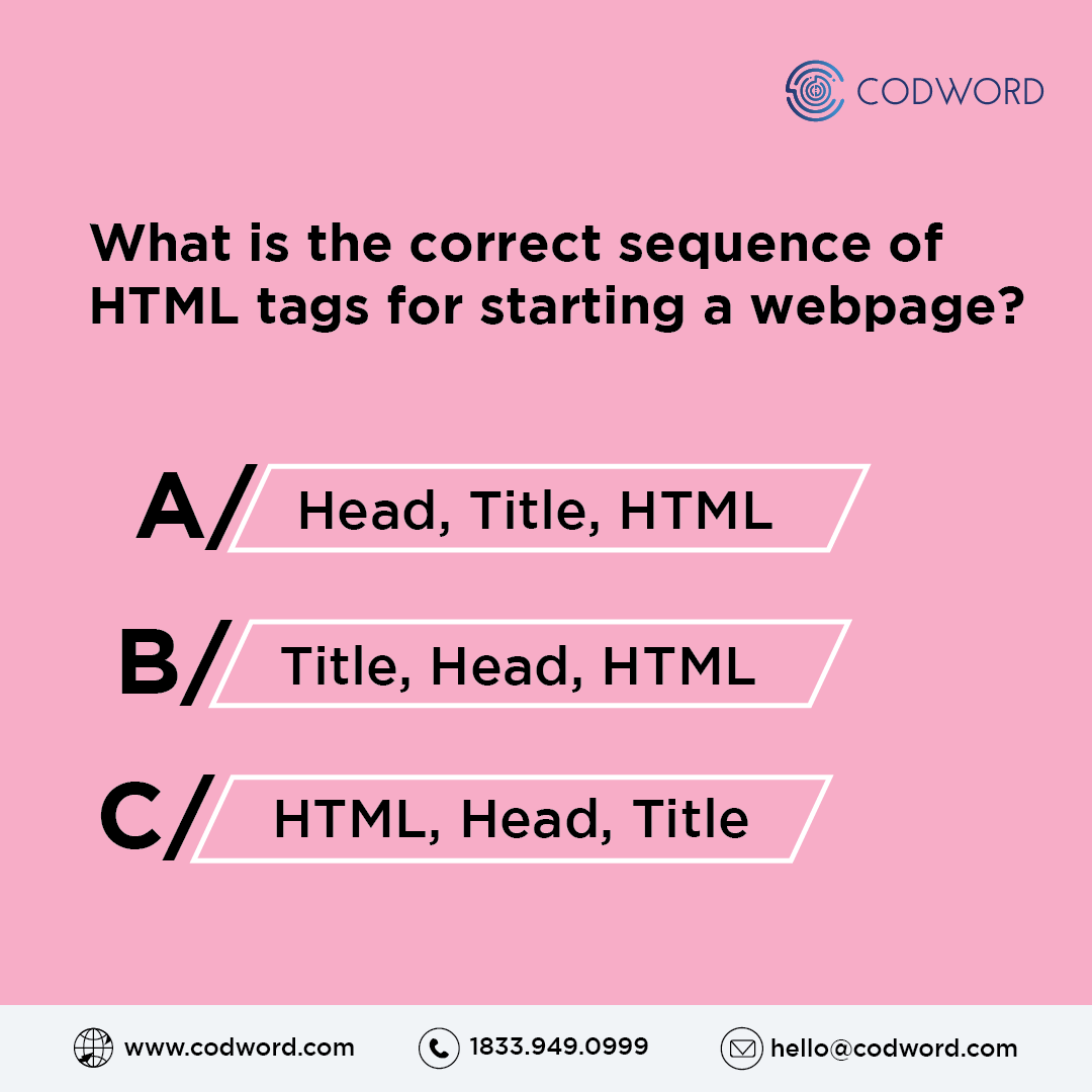 CodWordGlobal's tweet image. Answer fast!!!!
#htmlcoding #html_css #html5 #htmlbuilder #htmlandcss #htmltemplate #htmlbasics #htmltags #htmlquiz #htmlexperts #htmlcode #htmldeveloper #htmltips #htmlcodes #htmlwebsite #psdtohtml #xhtml #coder #codingforkids #coding #codinglife💻