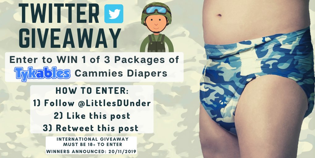 ❗INTERNATIONAL GIVEAWAY❗
<a href="/LittlesDUnder/">Littles Downunder</a> is giving away 3 packages of the brand new Tykables Cammies Diapers, perfect for any little soldier, with 6000mL capacity, camo design, tough plastic shell and strong hook&amp;loop tapes! 💙💚💙💚💙
Follow the instructions below to enter: