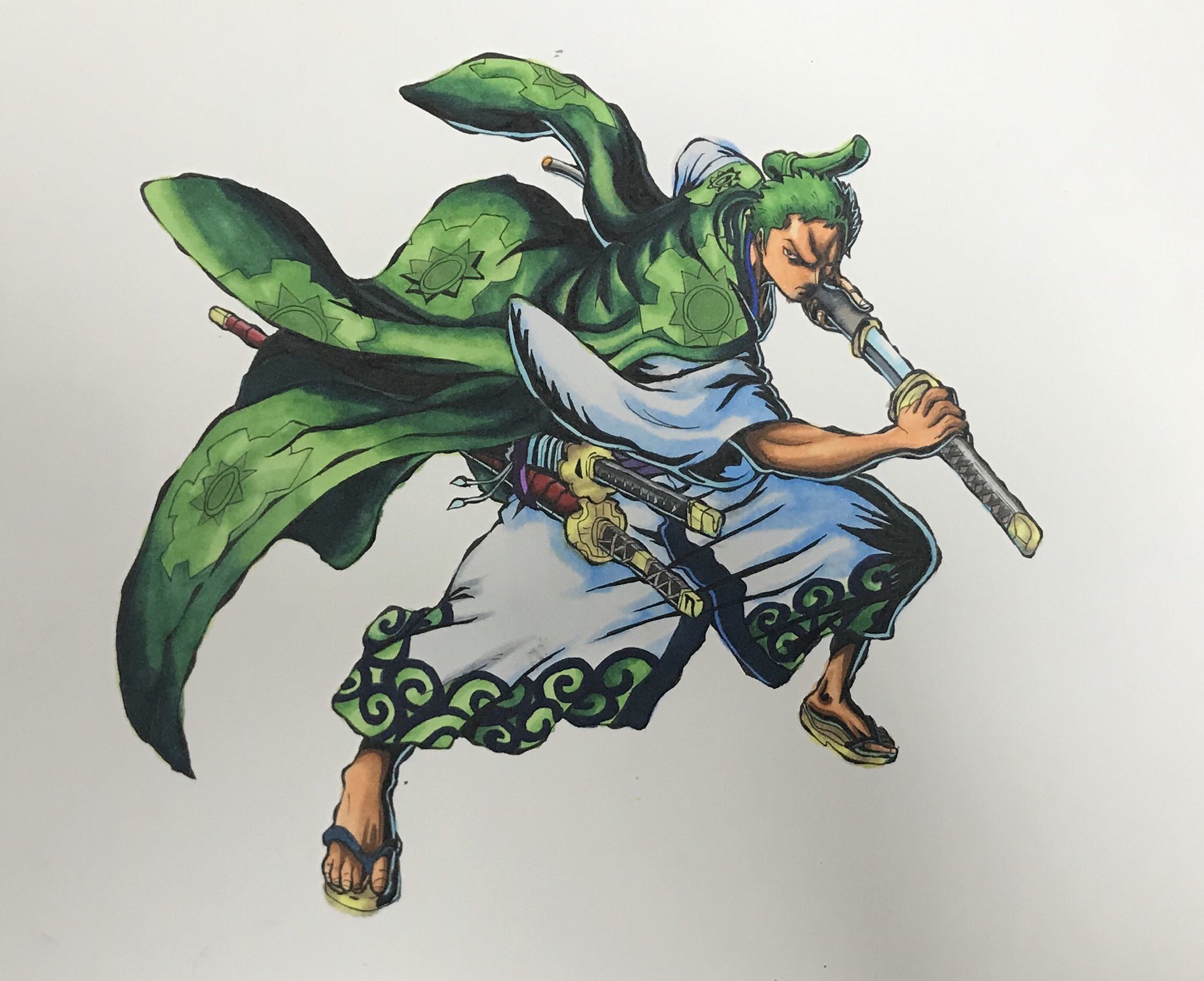 Twitter 上的 はぐ ゾロ十郎完成 コピックだけで塗りました ワンピース イラスト T Co Ihthafbzl1 Twitter