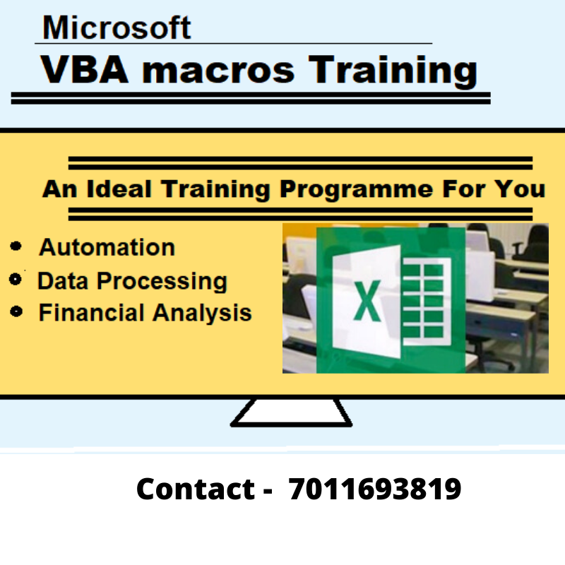 MFinnovatics's tweet image. Gain to automate your most repeated tasks at just one press of a button through Excel macros and VBA.
Mdata Finnovatics - One of the best VBA Training classes. 
We provide online and offline classes 
Contact us at - 7011693819
#bestvbamacrosclasses #vbamacros #vbamacrosclasses