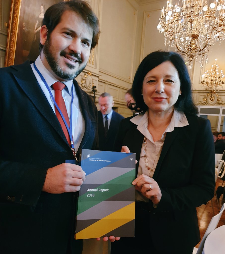 Presenting Annual Report of Slovene Equality Body  @zagovornik to #EU #Comissioner for #Justice @VeraJourova at the conference #EUCharter #10 #Brussels. Proud of the progres we achieved togather, with support & cooperation @EU_Commission @equineteurope @EURightsAgency in #Europe