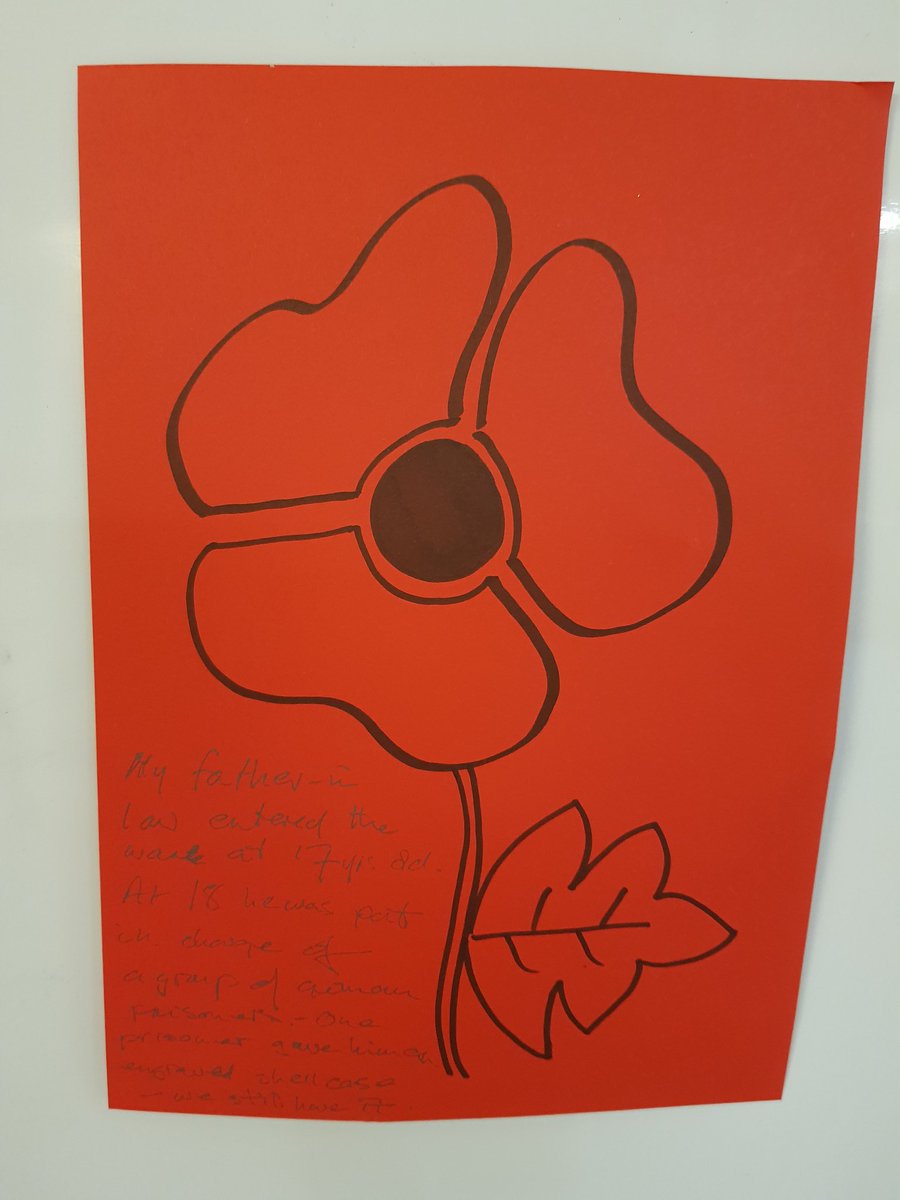 FernwoodUnit's tweet photo. Yesterday after watching the ceremony on the television in the dayroom, the patients made poppies and reminisced sharing their war time stories. It was such a privilege to hear these stories #WeWillRememberThem #meaningfulactivities @FranPlatts @SHFT @EmmaWilson850 @lynnmsmart https://t.co/gd52vhPrJw