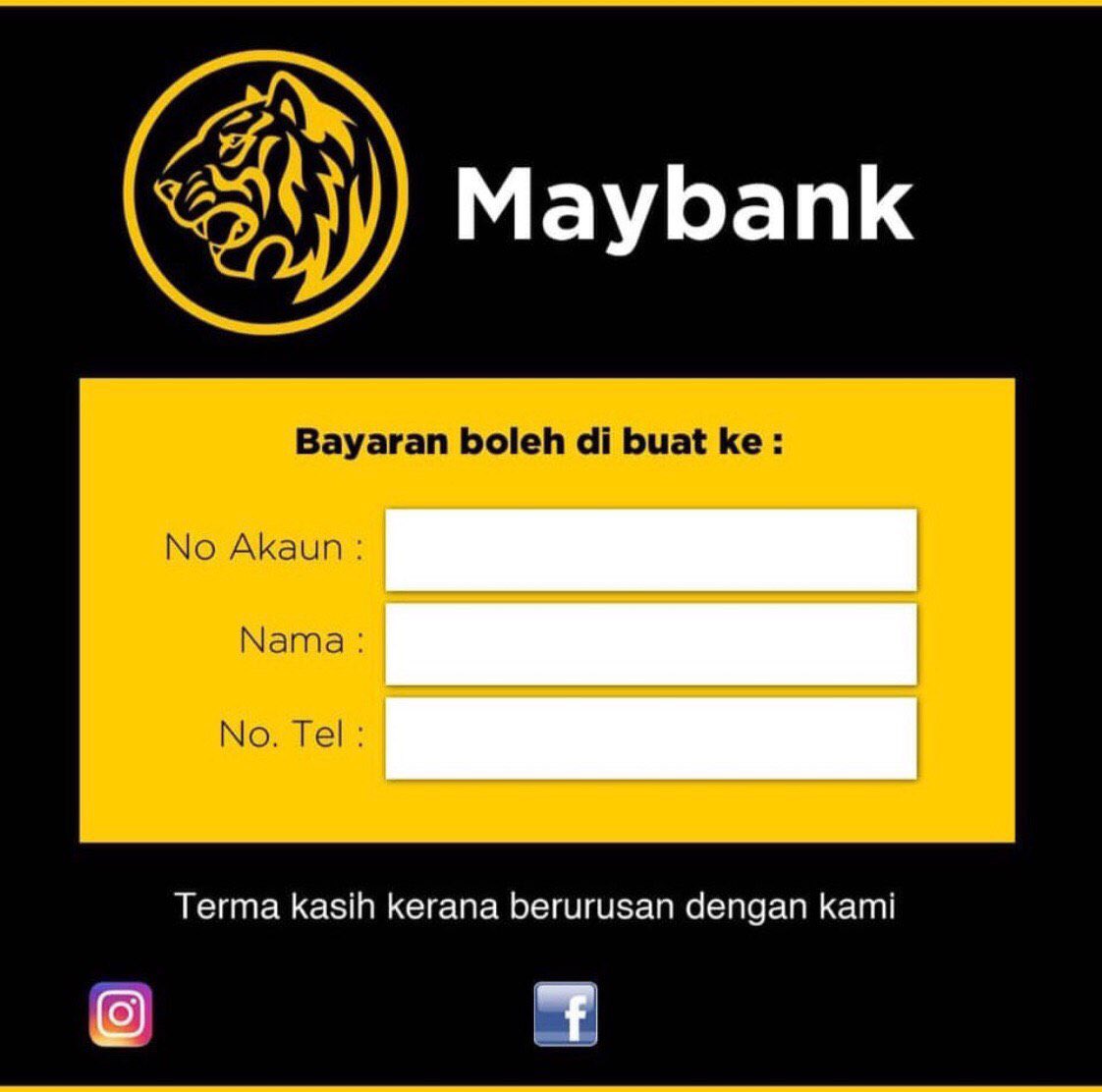 Template Nombor Akaun Bank Rakyat - malaynali