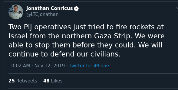 Israel stoppt 2 palästinensische Terroristen, bevor sie weitere Raketen auf Israel abfeuern können. Welche Quelle wird die seriöse, neutrale Journalistin nehmen? Und welche @NicolaAlbrecht? Zur Auswahl stehen ein Hamas-kontrollierter Twitter-Account und jener eines IDF-Sprechers.