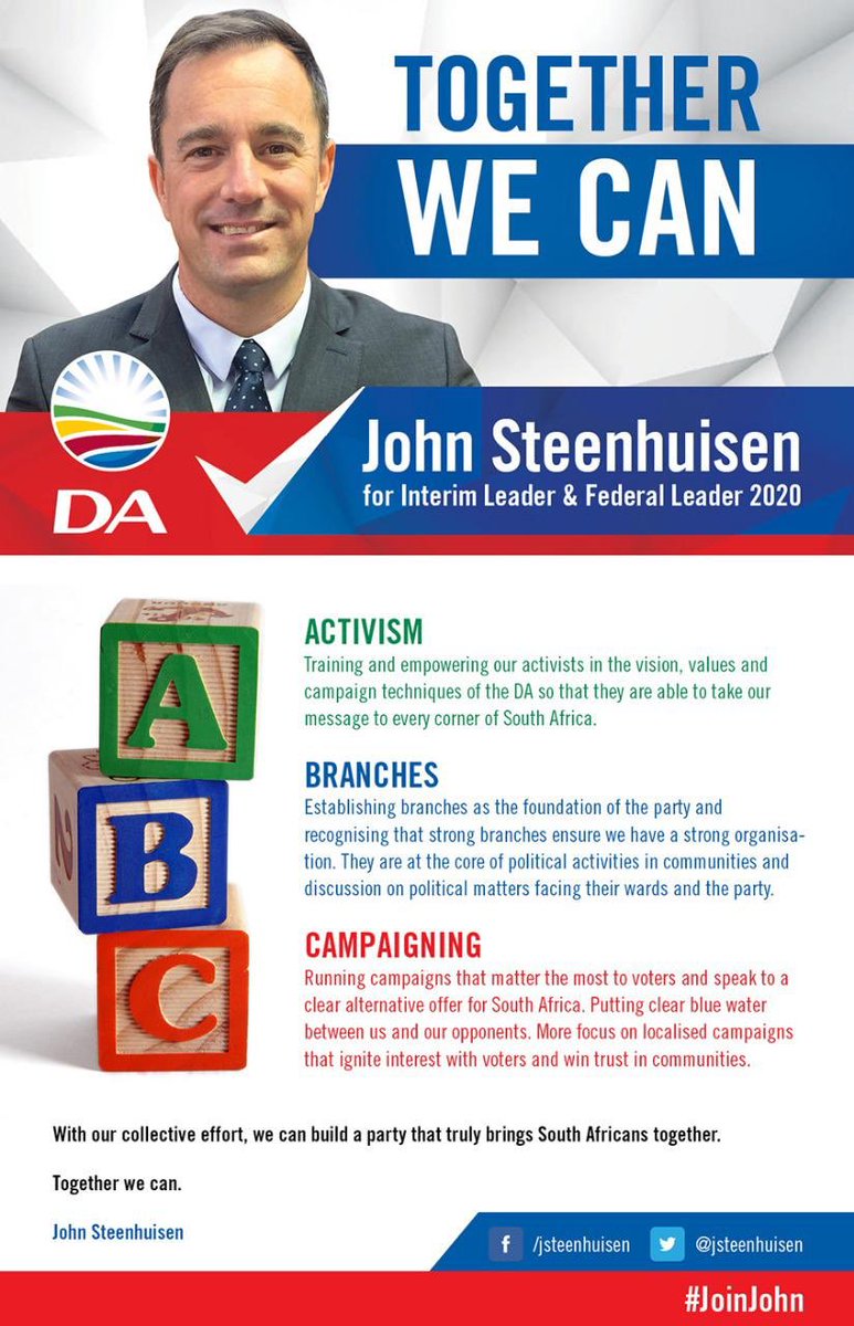 DeanMacpherson's tweet photo. Clarity of thought from DA Interim Leader, @jsteenhuisen on we can get the party back to basics. #JoinJohn https://t.co/VYnaxeAMx7