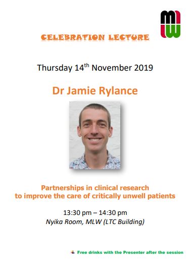 You are all welcome to Dr. @JamieRylance celebration lecture on his promotion to Reader by @LSTMnews. His lecture is titled: 'Partnership in Clinical Research to Improve the Care of Critically Unwell Patients'.