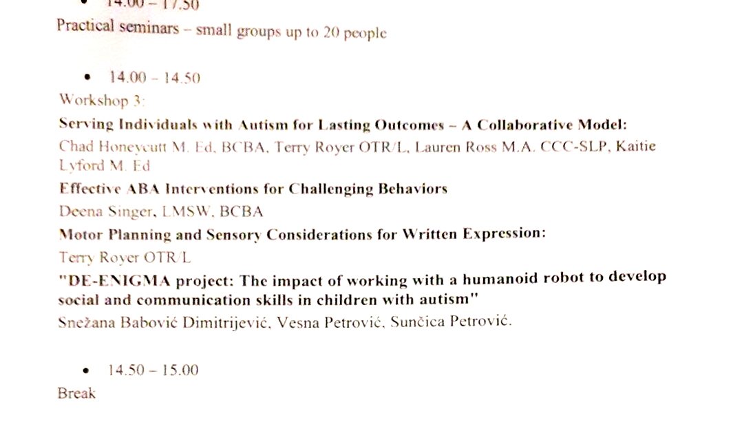 This afternoon, #DEENIGMA partners the Serbian Society of Autism will present our project at the "Autism is not a verdict" international conference, organised in Sofia by Autism Today Association for professionals and families.
autism-conference.com/bg/novini/kakv…
#robotics #autism