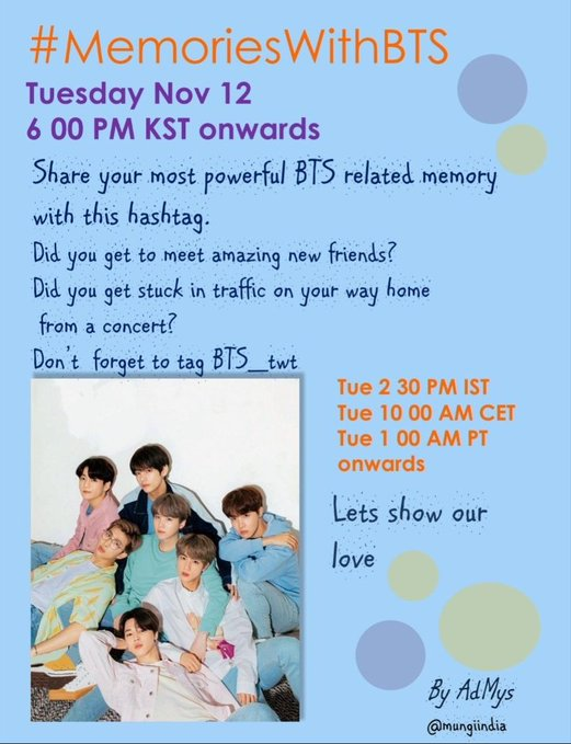 ARMYFRANCE_'s tweet photo. [ @BTS_twt x #ARMY ]

Il y a actuellement le projet #MemoriesWithBTS en cours sur Twitter.

Partagez avec le hahstag et @/BTS_twt ce qui vous a marqué comme beau souvenir concernant BTS ou les ARMYs. https://t.co/JorsR1KLlM