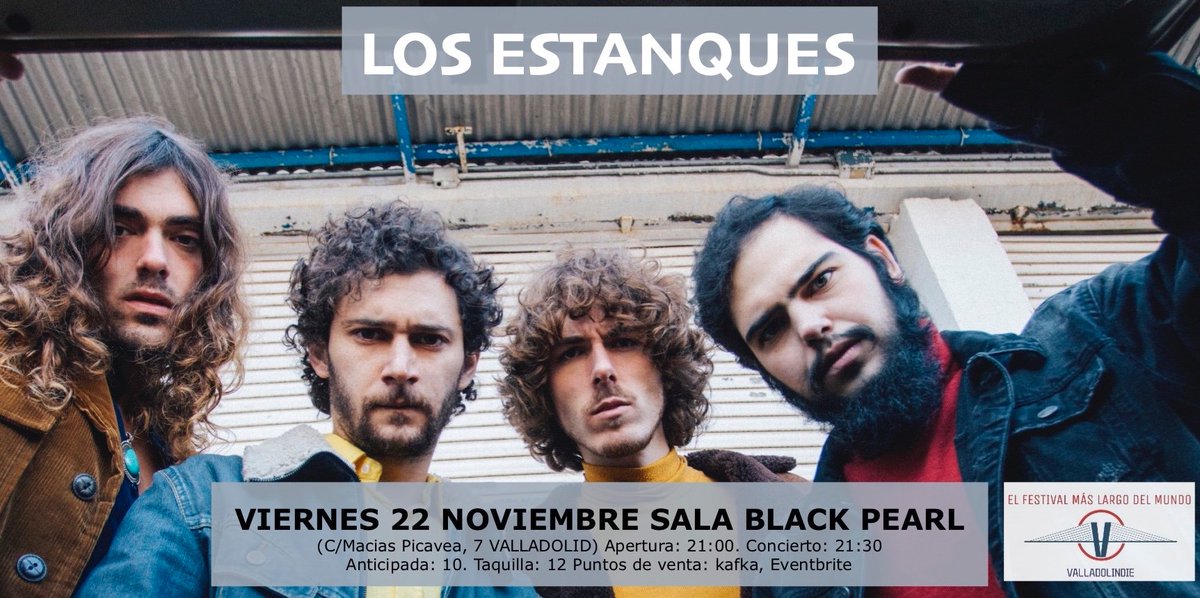 EL FESTIVAL + LARGO (@valladolindie) on Twitter photo <a href="/losestanques/">losestanques</a> vienen a Valladolid el 22 Noviembre a <a href="/SalaBlackPearl/">BlackPearlClub</a> Entradas en <a href="/Kafkavalladolid/">Kafkaunderground</a> y <a href="/ticketea/">ticketea by Eventbrite</a> #venalosgaritos #venalassalasdeconciertos <a href="/losestanques/">losestanques</a> vienen a Valladolid el 22 Noviembre a <a href="/SalaBlackPearl/">BlackPearlClub</a> Entradas en <a href="/Kafkavalladolid/">Kafkaunderground</a> y <a href="/ticketea/">ticketea by Eventbrite</a> #venalosgaritos #venalassalasdeconciertos