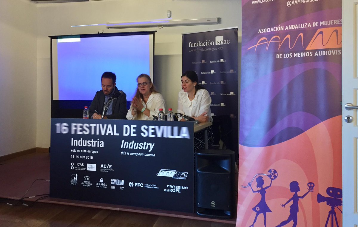 Mañana de reflexión sobre las políticas europeas de igualdad en el #audiovisual con un referente del #cineeuropeo: la productora rumana <a href="/ada_solomon/">ada solomon</a>, jurado de este #16FestivalSevilla y presidenta ejecutiva de <a href="/ewawomen/">European Women’s Audiovisual Network - EWA</a> #SEFFIndustria #SinMujeresNoEsCine