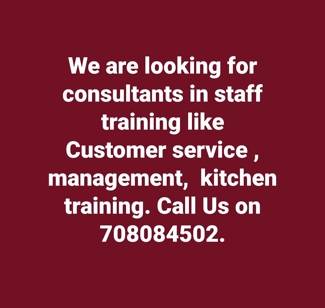ChefNetwork2's tweet image. We are looking to work  with experienced hospitality experts in training 
# customer service 
#Management 
#kitchen staff 

Call us on +256708084502 before 16th .11.2019

#@CNU, the best hospitality staffing solution in Uganda👬👫👥👤👈