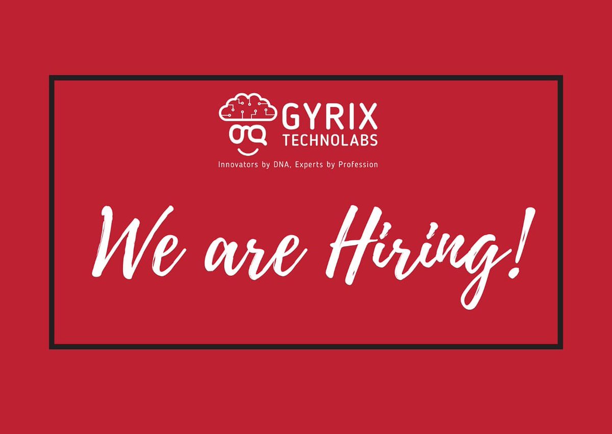 GyrixTechnoLabs's tweet photo. Gyrix Technolabs is hiring for multiple roles.
Location- Indore
Experience required 1 to 2 years
1) .Net Developer - 5
2) Tester - 1
3) Node Developer- 1
4) React Developer-1
5) React Native Developer- 1
Share your resume at- hr@gyrix.co
Contact- 8305108323
#twitter #hiring https://t.co/RevyMHbyb9