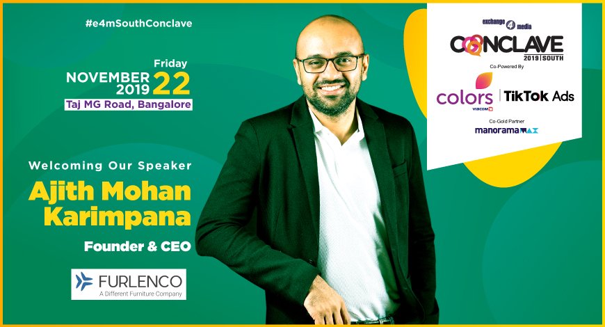 MagazinePitch's tweet photo. We welcome @AjithKarimpana, Founder &amp; CEO, @FURLENCO, as our speaker at #e4mSouthConclave.
Join him on Friday, November 22, 2019, at Taj MG Road, Bangalore.

 #e4mConclave #Bangalore #Marketing #Brands https://t.co/g3lozxMx95
