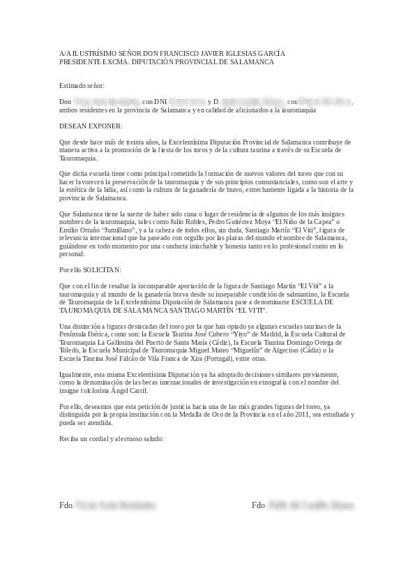 JtaurinaSA's tweet photo. Nos unimos al apoyo @TerritorioToro_.

Se ha presentado una solicitud en la @dipusalamanca en la que se pide que la Escuela Taurina de Salamanca pase a tener la denominación ET de Salamanca Santiago Martín 'El Viti'.

Pedimos difusión y os animamos a apoyar esta iniciativa RT. https://t.co/ywKPxCf5Dt