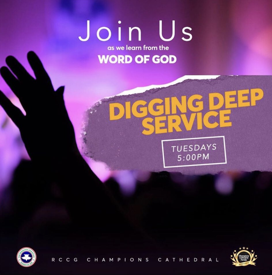 RCCGCCMP's tweet image. The word of God is the true representation of God. Join us today as we study, learn and meditate on God’s word. Time: 5pm.
#rccgchampionscathedral #serviceinvite