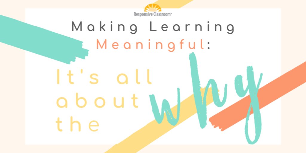 Without that connection, learning lacks meaning: bit.ly/2Pug66A

#ResponsiveClassroom #SocialEmotionalLearning #EngagingAcademics #allaboutthewhy #makelearningmeaningful #SEL