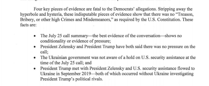 So the Republicans are hanging their  #impeachment case on four points, circulated to their members today. If this is the best they've got, they're in trouble. I will explain.