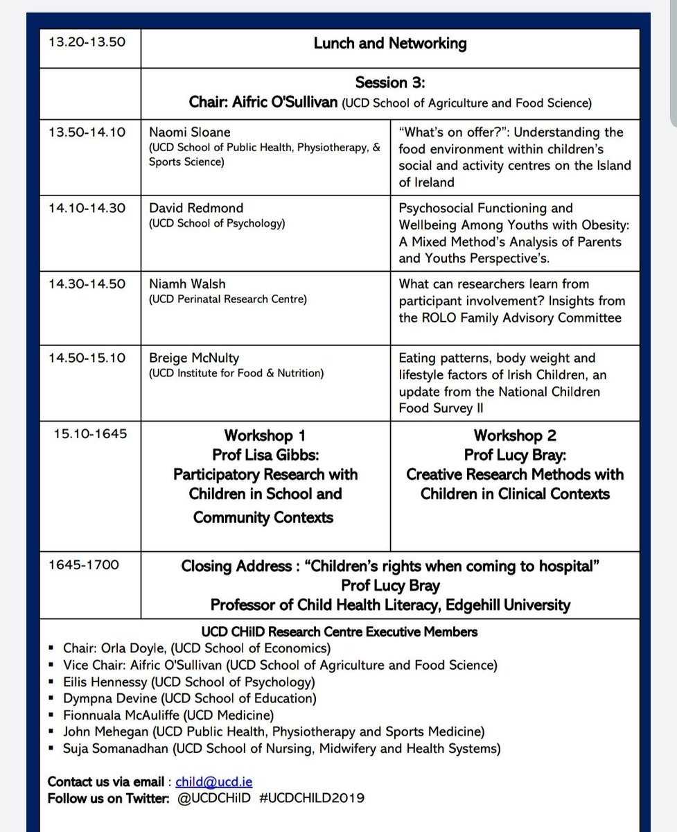 UCDCHilD's tweet photo. Childhood and Human Development Research Centre ( CHilD) @ucddublin
hosting 04th annual research conference on this Thursday. Final programme is available 👇 RT @UCDPsychology @UCDMedicine @SchoolofEdUCD @ucdsnmhs @ucdagfood @ucdgearyinst @UCDPhysio @UCD_Research @UCDHealthSystem https://t.co/pRkLcP5FGb