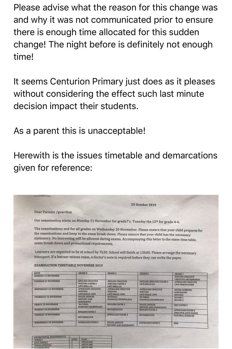 ChanaazB's tweet photo. @Lesufi What is happening at #CenturionPrimary ? Do they want the kids to fail?? What is the point of an exam timetable is they do their own thing? https://t.co/azoxHmcp1s