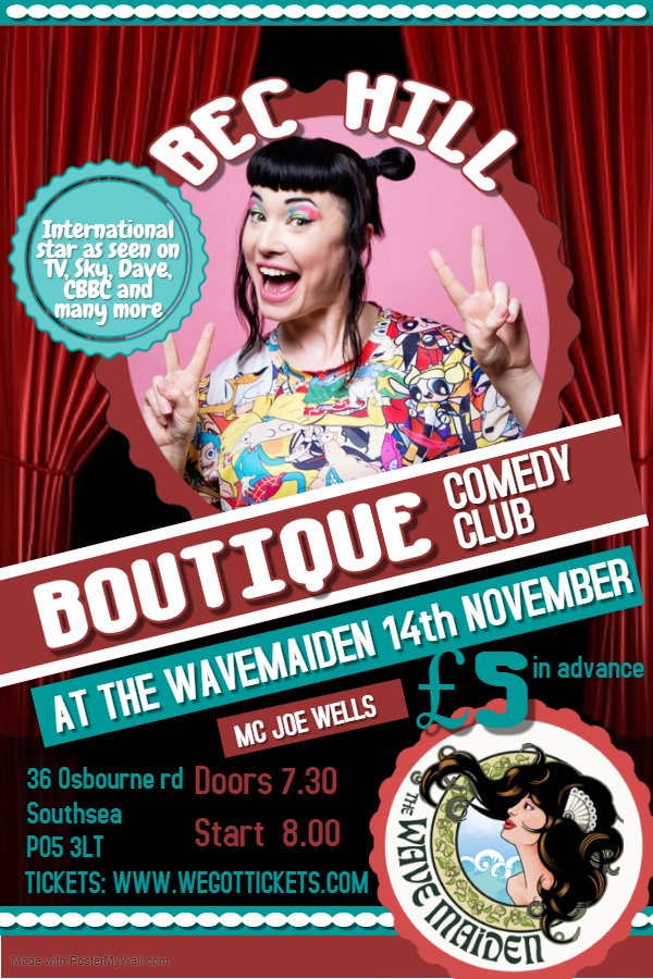 Hey #portsmouth this is on Thursday. Great lineup including <a href="/bechillcomedian/">Bec Hill</a> <a href="/yespaulineeyre/">Pauline Eyre (she/her) BODY, on tour 2024-5</a> @HetupaboutHet <a href="/Sanjsmash/">sunjai arif</a> and me hosting.   wegottickets.com/event/486640