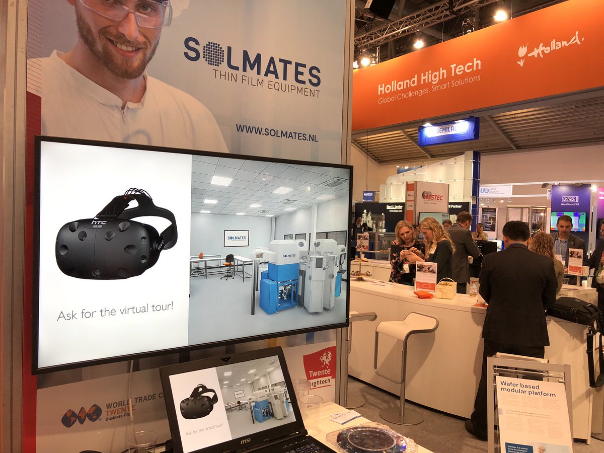WTCTwente's tweet photo. Ask for the virtual tour with #teamsolmates at #SemiconEuropa Hall B1 - Booth 231 and get informed about Solmates’ unique solution for stable and cost effective thin film manufacturing. #GO4Export https://t.co/Cfg1yNiETo
