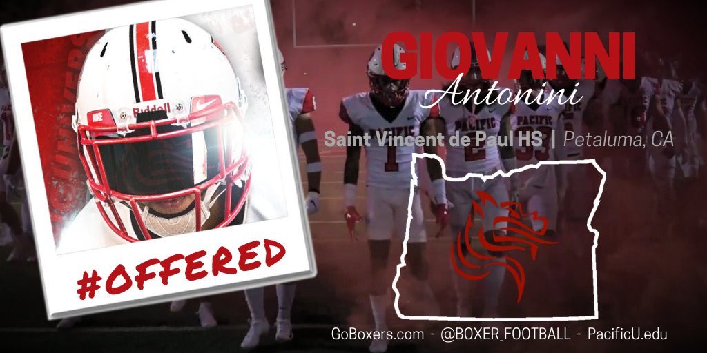 Giovanni Antonini (@gioantonini22) on Twitter photo Thank you for the opportunity to play college football!!! #goboxers <a href="/Coachmattwade/">Matthew Wade</a> <a href="/Boxer_Football/">Pacific Football</a> <a href="/ttherzog/">Coach Trent Herzog</a> @SVHSfootball34 Thank you for the opportunity to play college football!!! #goboxers <a href="/Coachmattwade/">Matthew Wade</a> <a href="/Boxer_Football/">Pacific Football</a> <a href="/ttherzog/">Coach Trent Herzog</a> @SVHSfootball34