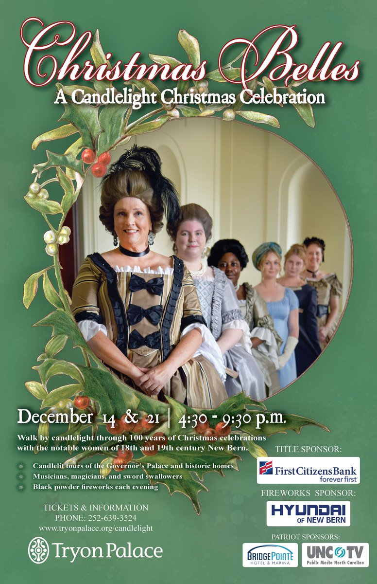 YOU'RE INVITED to a holiday celebration with the notable women of Tryon Palace! Join us on Dec. 14 for night one of Candlelight, with historic characters, stories, performances, and more! Can't join us? Not to worry, we'll be celebrating again on Dec. 21! tryonpalace.org/candlelight