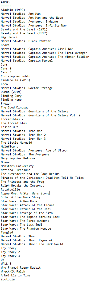 Updated lists of #disneyplus titles support UHD/ @DolbyVision / HDR10+ and @dolby atmos