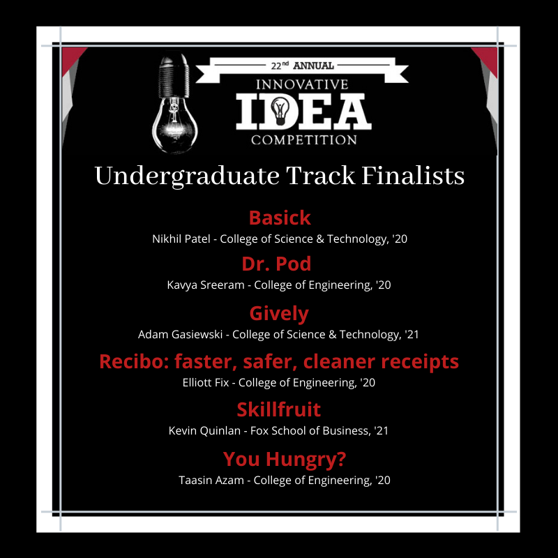 TempleIEI's tweet image. Are you looking forward to #IdeaComp2019 as much as we are? Here are this years finalists for the LIVE pitch event this THURSDAY at 4pm in the #1810Accelerator.  Register here: eventbrite.com/e/73154660559

#entrepreneurship #innovation #owlpreneurs #templemade