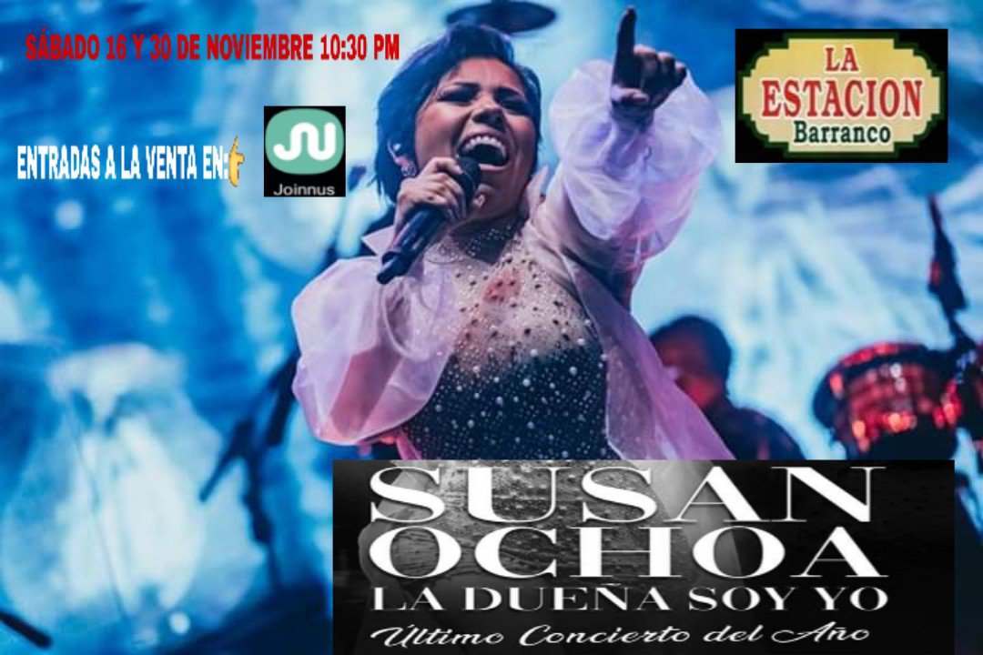 ConsueloBenavi9's tweet photo. Gran concierto de Susan Ochoa,  este 16 y 30 de noviembre en la Estación de Barranco https://t.co/eQvxgCQAWe