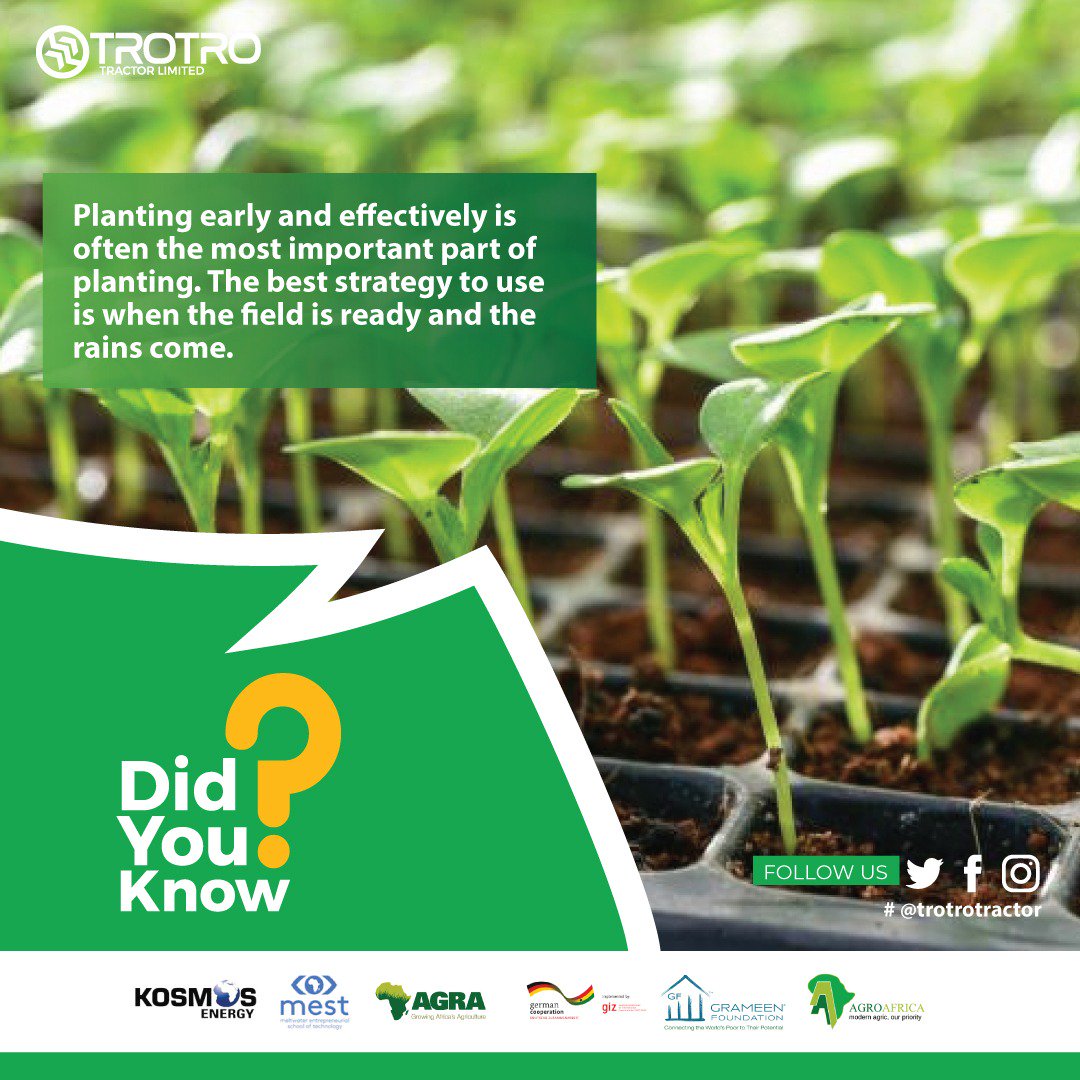trotrotractor's tweet photo. @TROTROtractor believes planting early and effectively is the most important part of planting .
#makingagriculturaltechnologiesavailableaccessibleandaffordable.
@KamalIssofa @ansahamprofi https://t.co/tIU3tSJvc5