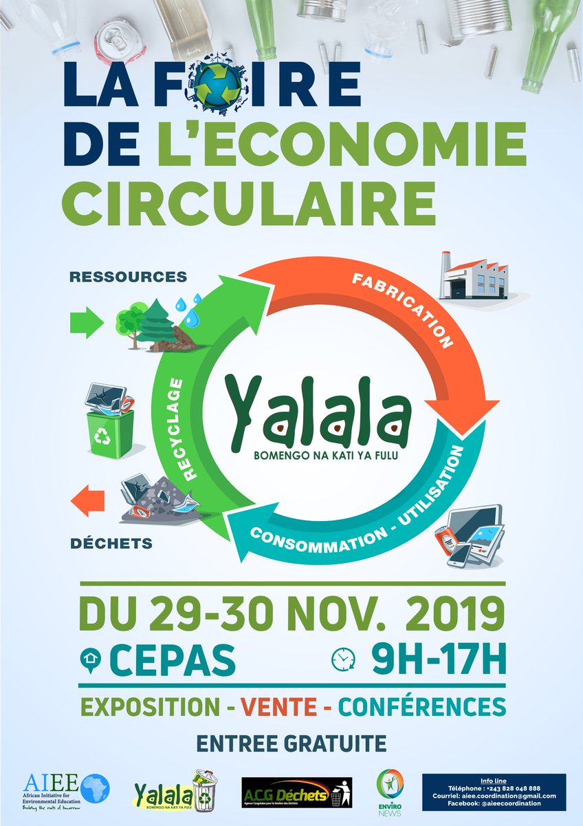 EcoTechRDC's tweet photo. Nous partagerons le succès d'#EcoTechRDC comme startup modèle de l'économie circulaire ce 29 Nov lors de la 1ère Foire #YALALA.
#DvlptDurable @yelumulop @PNUDRDC @UNFPARDC @bismackbiyombo https://t.co/Ru46Ky6Y31