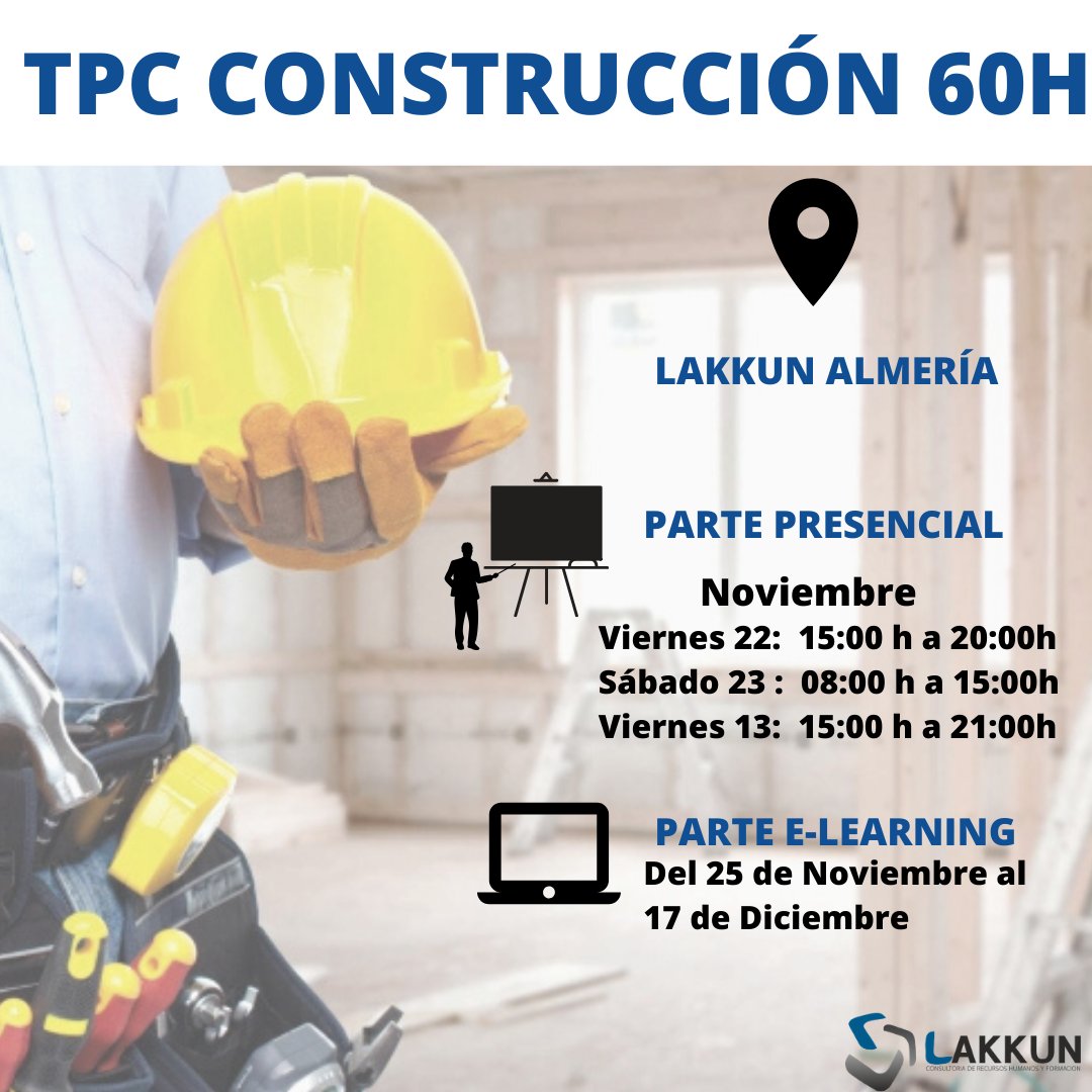 ❗️NUEVA FECHA TPC CONSTRUCCIÓN 60H ALMERÍA ❗️
▶️Va a terminar el año y aún no posees la Tarjeta Profesional de Construcción 👨‍🚒 ??
🗣️Todavía estas a tiempo ❗️
👉Reserva tu plaza en el  📞950277631