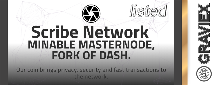 graviex_net's tweet image. 📢 Meet the new coin on #GRAVIEX: #Scribecoin (#SCRIBE) was listed!
Welcome to trade: 
#SCRIBE/#BTC - graviex.net/markets/scribe…

#GRAVIEX Exchange: Fast withdrawals, Low fees, High security! 👍