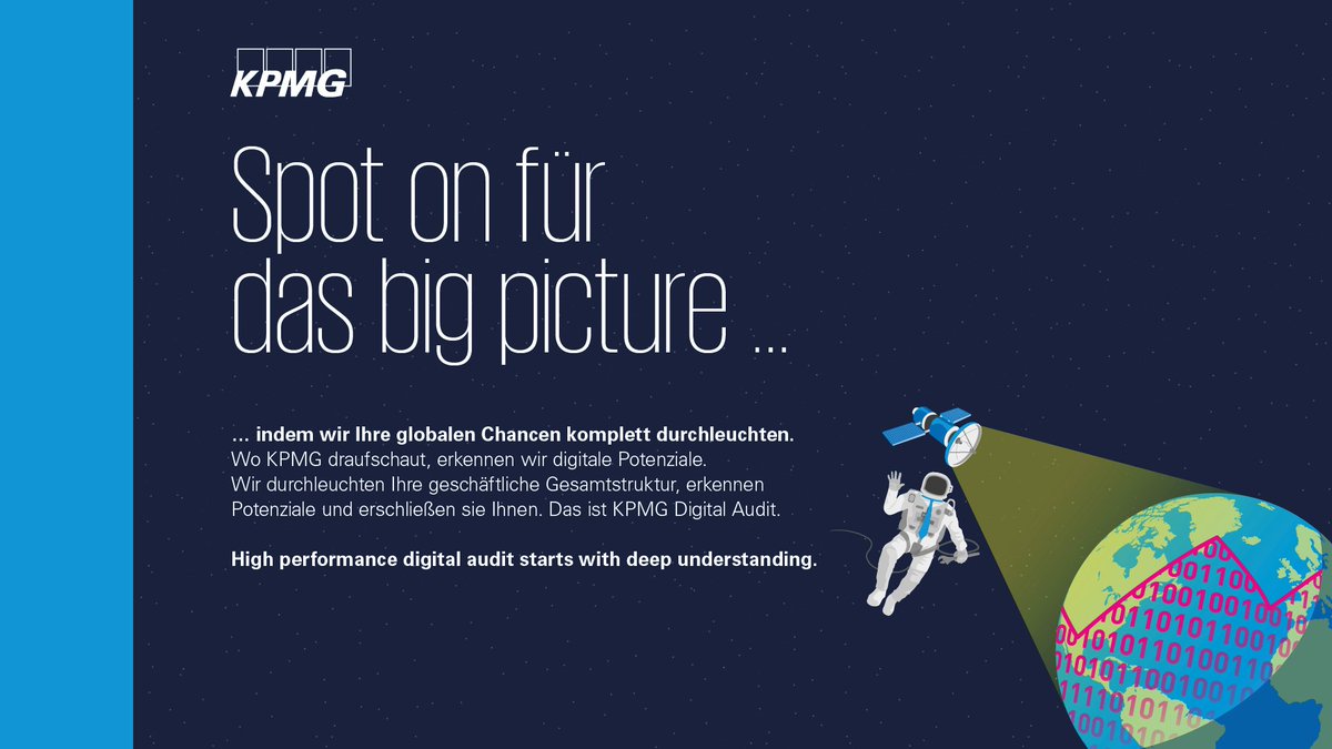 CSailer_KPMG's tweet photo. Spot on für das big picture. #KPMG Digital #Audit erkennt und erschließt Potentiale https://t.co/uiVwQlOykg https://t.co/tlYkbbz7AH