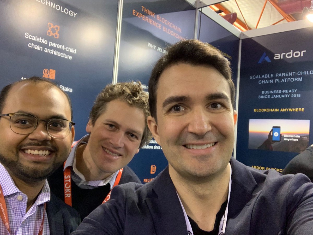 Jelurida's tweet photo. The team at #Convergence19 meeting our friends from @Sicos_io  and making new connections!
#blockchain #crypto https://t.co/xXHSSQxsHh