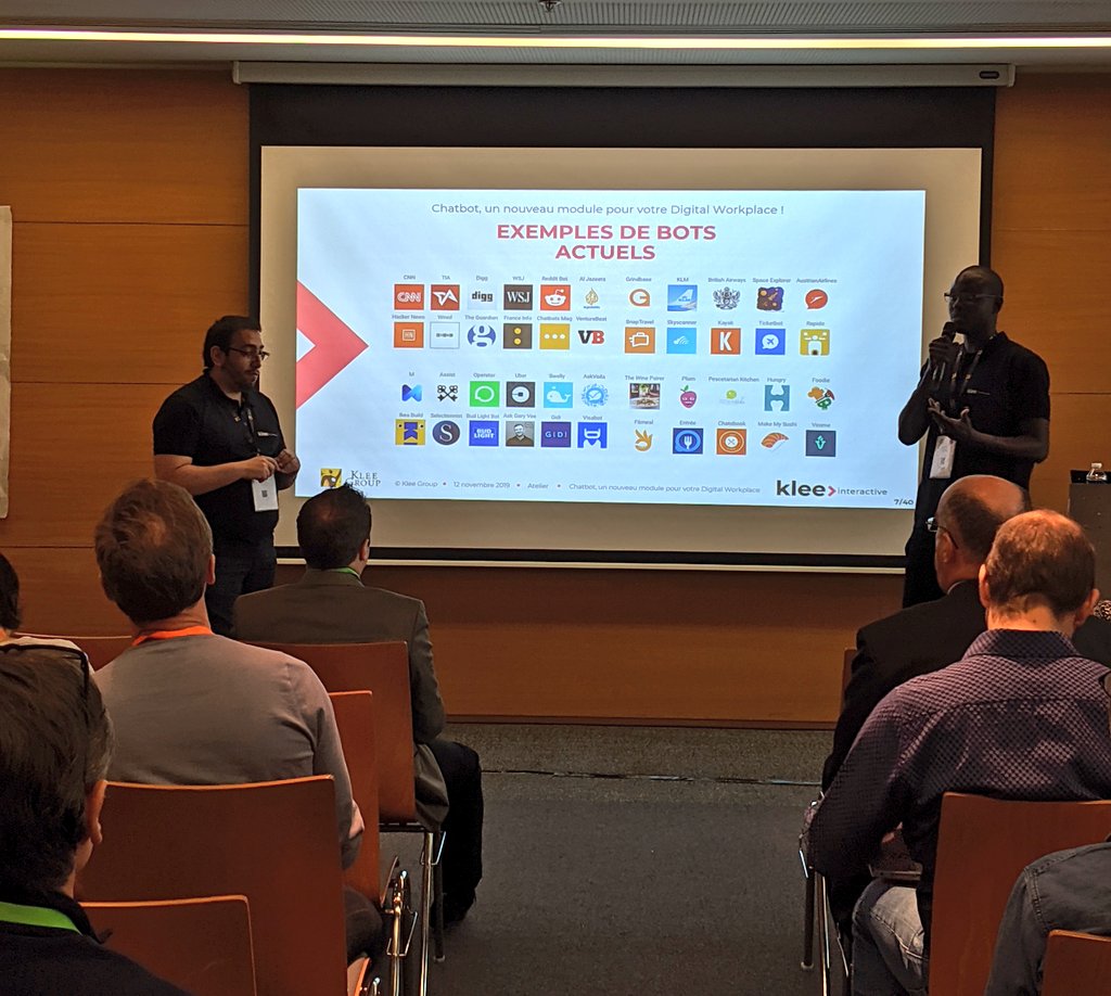 MathieuBigeard's tweet photo. 🚀 Chatbot, un nouveau module pour votre Digital Workplace ! Atelier animé par notre partenaire @Klee_Group @KleeInteractive #DWS19 #Digitalworkplace #Transfonum https://t.co/1l8dDT53lr