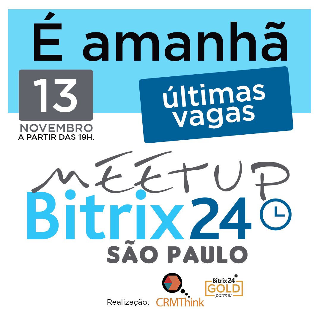 CrmThink's tweet photo. Meetup Bitrix24 São Paulo!!
>>Últimas Vagas<<
Não fique de fora, dia 13/11 (quarta-feira) a partir das 18:30.
Local: Distrito Adtech
Inscrições via Sympla (link na Bio)
#bitrix24 #crm #funildevendas #sites #negocios #bitrix24brasil #parceirobrasil #podcast #meetup https://t.co/e3jeWD9Ccw