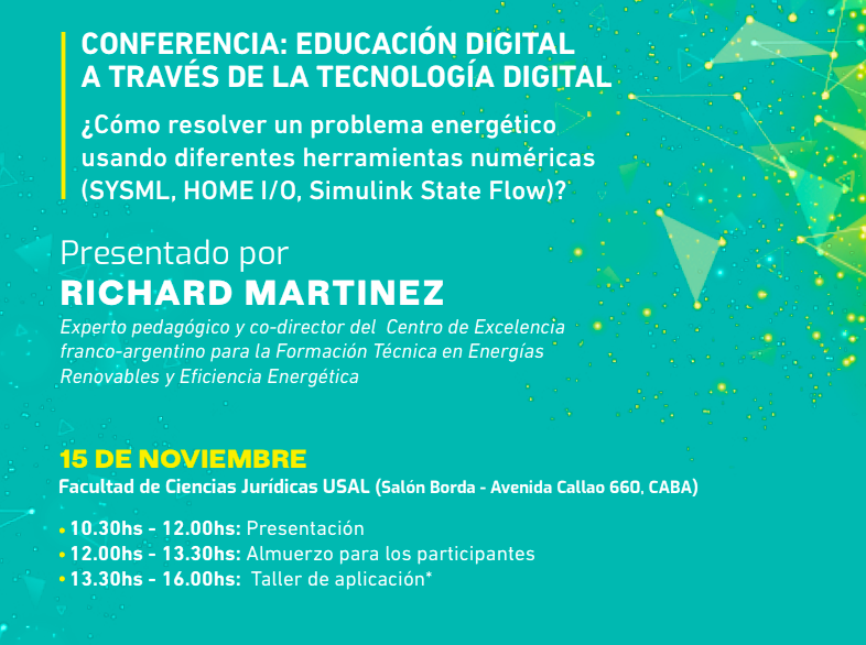 FrenchTechBA's tweet photo. ¿Cómo resolver un problema energético usando diferentes herramientas numéricas?
CONFERENCIA: 15/11 en la Facultad de Ciencias Jurídicas de la @usaljuridicas. Entrada limitada a 20 personas. Para inscribirse: universidad.ifa@gmail.com
#FrenchTechBA https://t.co/v0hosNy9i2