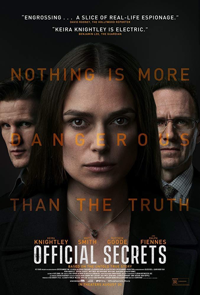 I thought Official Secrets was a damn good film. It’s a compelling, true story of whistleblower Katharine Gun and her integrity and bravery in leaking info about the Iraq War. The cast is superb and Keira Knightley is excellent. Definitely worth seeing! <a href="/OSFilmUK/">Official Secrets</a> #OfficialSecrets