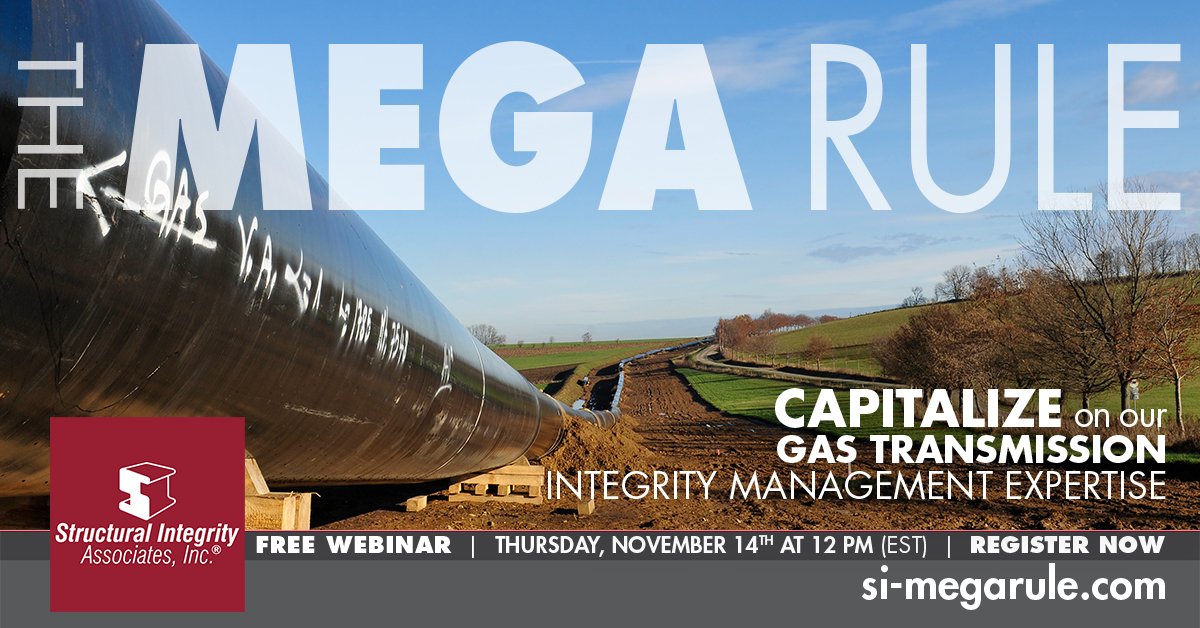 StructInt's tweet photo. Our webinar “Supporting Compliance with Mega-Rule 1” will be beginning 14 Nov. Register now to learn from our Structional Integrity experts give an overview of the #MegaRule Gas Transmission regulations.  

https://t.co/YYXm3zQKyx https://t.co/ixtlp9bf0m