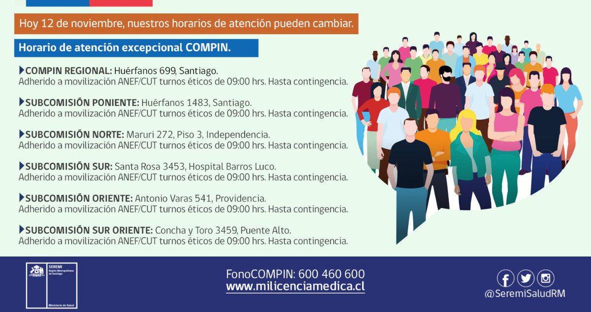 SeremiSaludRM's tweet photo. #INFORMACIÓN | Conoce los horarios de atención de las #Compín en la #RMdeTodos. https://t.co/zxBeyt9lPu