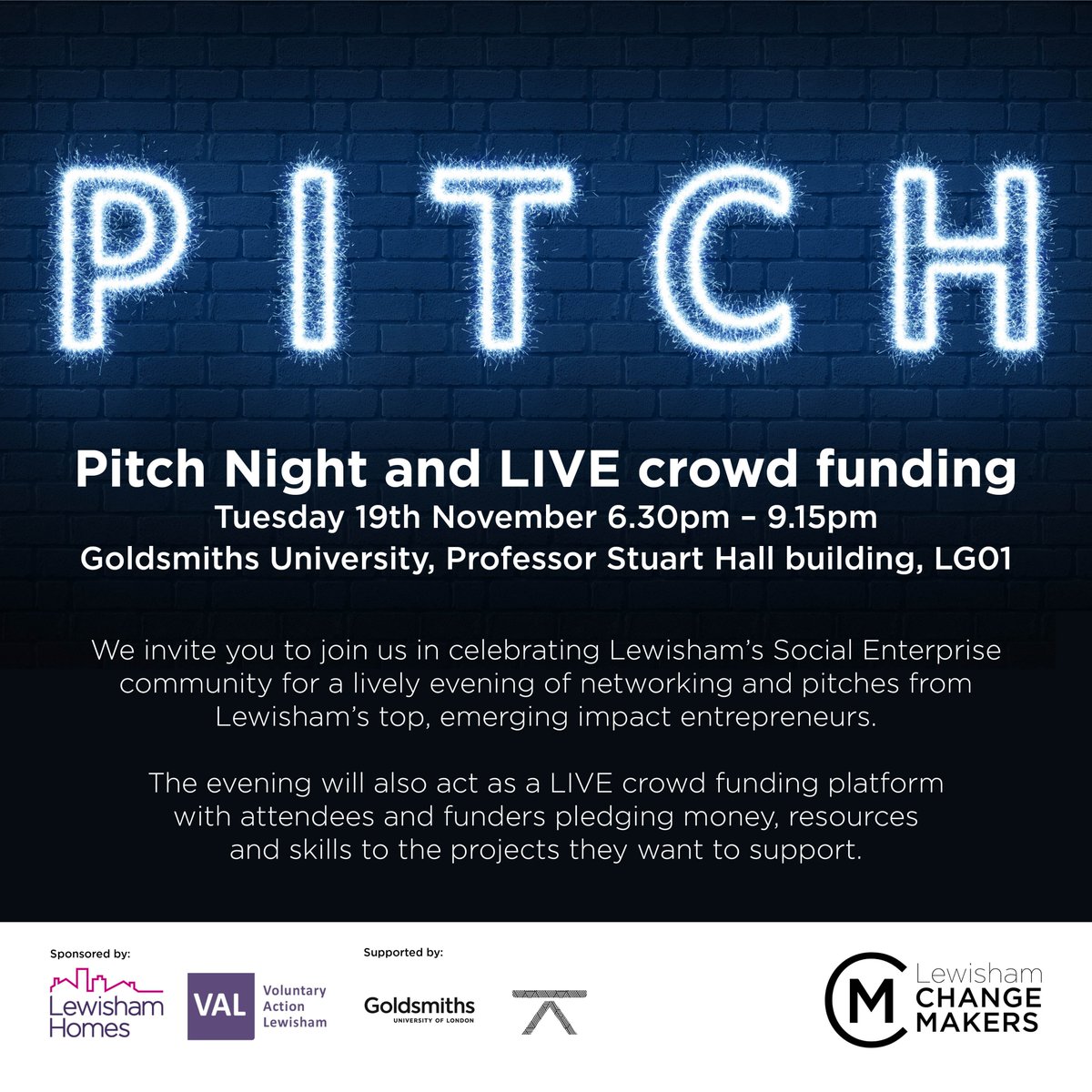 1 week to go! Join us for Pitch Night <a href="/GoldsmithsUoL/">Goldsmiths, University of London</a> : eventbrite.co.uk/e/pitch-night-…