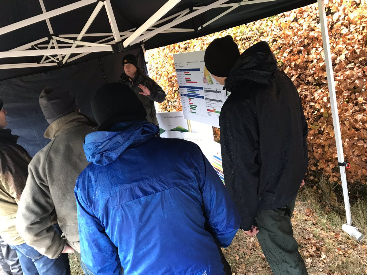 Alma_Watson's tweet photo. On one of the practical session in the feild catching a break from the rain listening to @AgrovistaUK #soilsinpractice @FarmersWeekly https://t.co/NS6txdEAf8