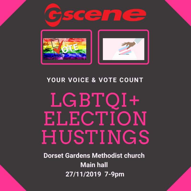 We &amp; <a href="/Gscene/">Gothic scene</a> with funding from <a href="/BH_RainbowFund/">Rainbow Fund</a> have arranged an LGBTQI Election Hustings. Candidates from all national parties, for all three Brighton &amp; Hove constituencies, have been invited. We’ll be asking you soon to submit questions you’d like asked.