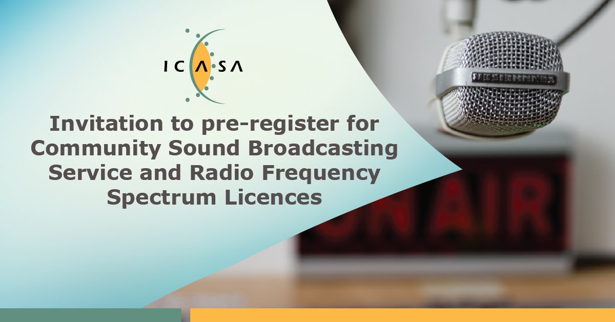 We hereby issue the invitation to apply for pre-registration in respect of applications for Class Community Sound Broadcasting Service Licences and applications for Radio Frequency Spectrum for purposes of providing community broadcasting services. bit.ly/2O3pyvg