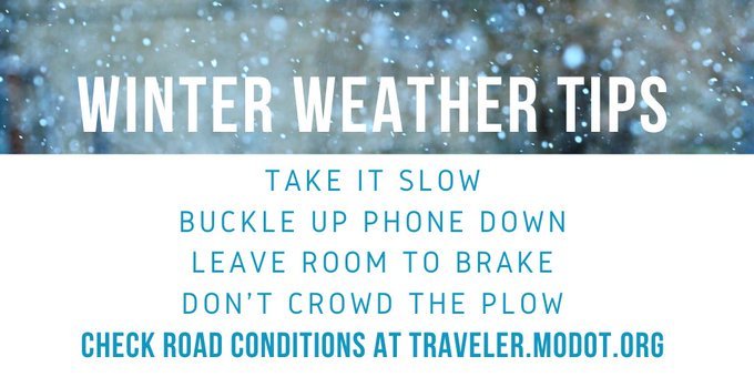 TrafficControl1's tweet image. Play it safe before traveling today and check current road conditions at traveler.modot.org or download the free #MoDOT Map mobile app. #safetyfirst #bupd