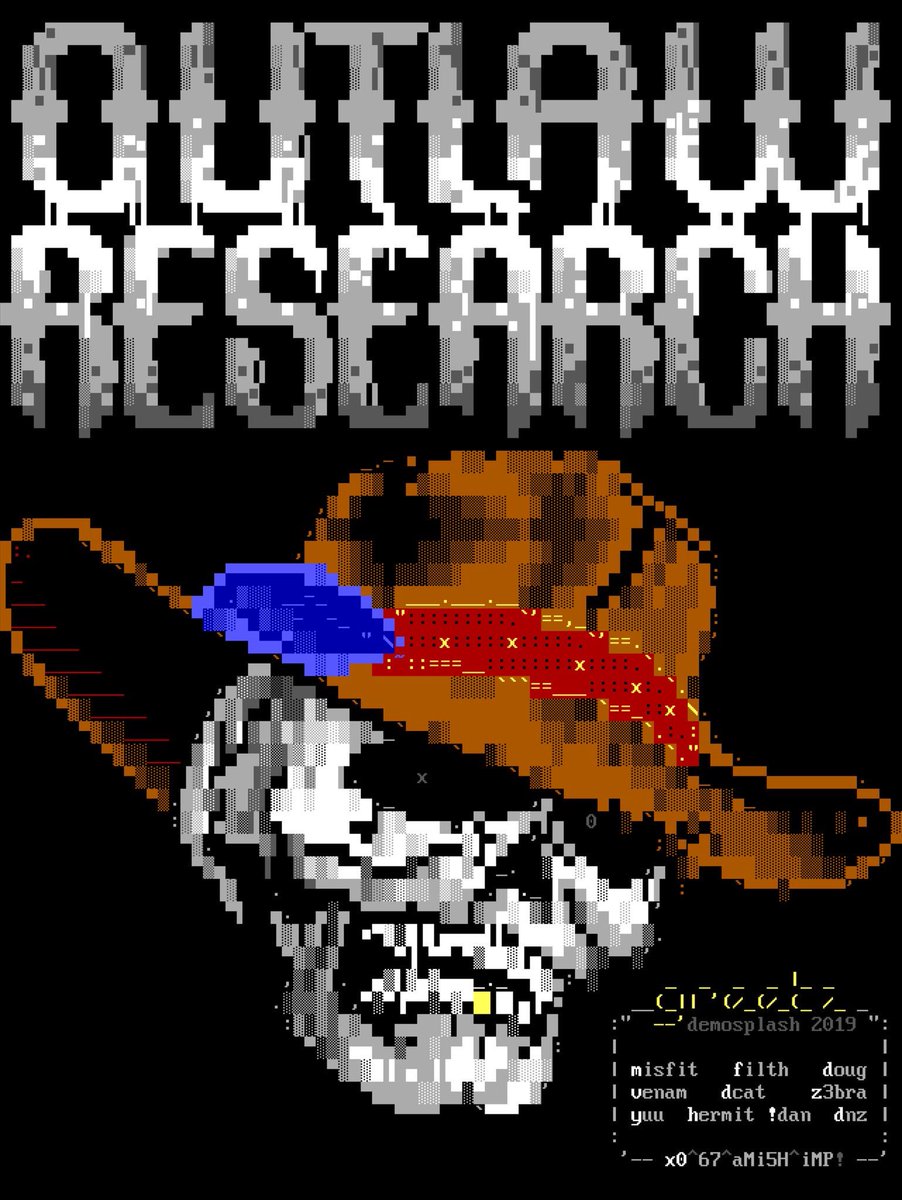 sixteencolors's tweet image. From this weekend’s #Demosplash freestyle ANSI compo, fresh work by Xer0 // @blocktronics/iMPURE/AMiSH @fontvirus

#ansiart #ansi #ascii #asciiart #pixelart #textmode #textart #demoscene #bbs #retrocomputing #retrographics #8bit #8bitart #typography #graffiti #graffitiart