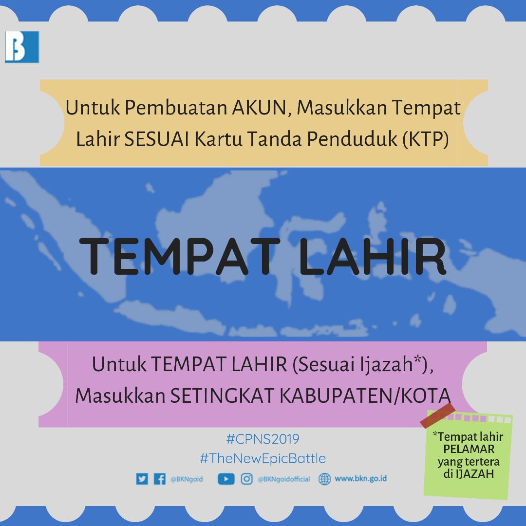 BKNgoid's tweet photo. #SobatBKN, banyak pertanyaan ttg tempat lahir sesuai KTP &amp; Ijazah. Bahkan banyak yg salah input karena mengira tempat terbit ijazah 🤦🏻‍♀🤦🏻‍♂

Supaya jelas, yuk simak beda tempat lahir sesuai KTP &amp; Ijazah
#CPNS2019
#TheNewEpicBattle
#BKNSemangatUntukNegeri
#ReformasiBirokrasiBKN https://t.co/SKv7vYFnvp