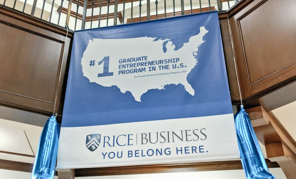 Rice_Biz's tweet photo. We're thrilled to announce that we've been named #1 graduate entrepreneurship program in the U.S by @ThePrincetonRev and @Entrepreneur! https://t.co/I7dB5o0Ntt